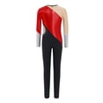 thumbnail image 5 of vastwit Girls Kids Metallic Bodysuit Color Block Gymnastics Leotard Figure Skating Jumpsuit Full Body Dance Unitard Red 16, 5 of 6