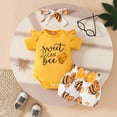 thumbnail image 2 of Birthday Girl Outfit Baby Girl Crawling Clothes Pants Suit Short Sleeve Round Neck Romper Pants Set Homewear Gold 6-9 Months, 2 of 4