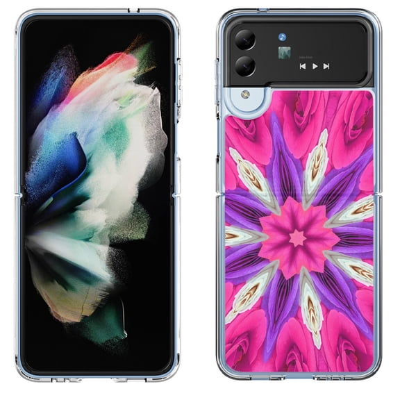 Shockproof Bumper Phone Case for Samsung Galaxy Z Flip 4 5G, by OneToughShield ® - Kaleidoscope Rose
