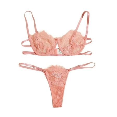 

Mackneog Plus Size Underwear Erotic Underwear Sexy Lace Temptation Three Point Lingerie With Steel Ring Polyester Lace Thong Plus Size Panties