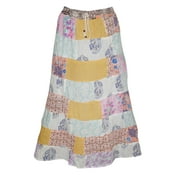 Mogul Womens Maxi Skirt Ethnic Vintage Gujarati Patchwork Boho Retro Long Skirts