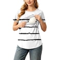thumbnail image 2 of Bovxnpu Womens Maternity Shirts Maternity Nursing Short Sleeve Striped Daily Wear Top Sleepwear, 2 of 9