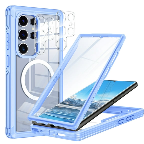 Casetego for Samsung Galaxy S24 Ultra Case,Compatible with MagSafe Full Body Shockproof with Built-in Screen Protector Lens Protector Drop Protective Phone Cover,Blue