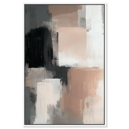 Dreamlike Strokes Canvas Earthy Abstract Art by Art Remedy White Frame 30 x 45