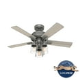 thumbnail image 5 of Hunter 44 inch Indoor Ceiling Fan with LED Lights - Ceiling Fan with Pull Chain, For Bedroom, Living Room, or Kitchen, Standard Mount, No Remote, 5 Blades - Hartland 50649, Matte Silver, 5 of 15