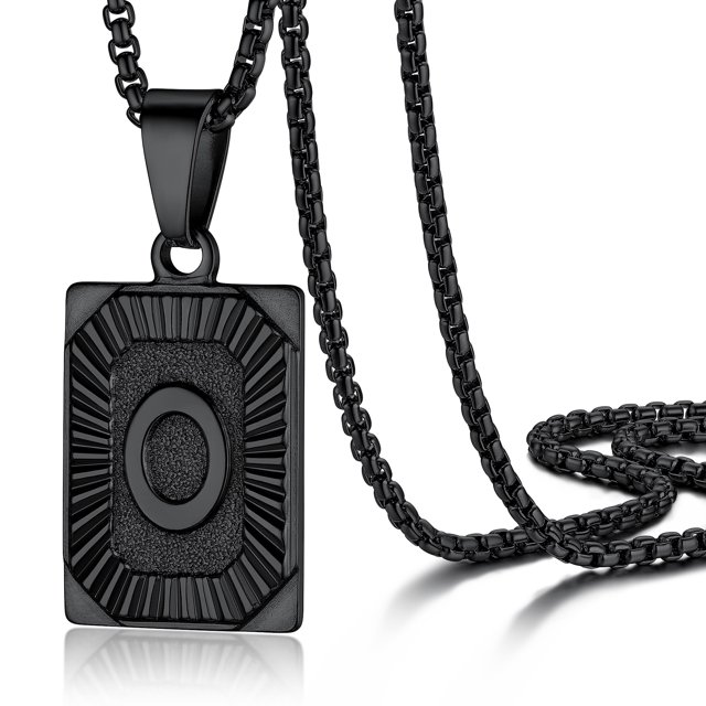 PROSTEEL Collar con colgante inicial de acero inoxidable para hombres y mujeres, letra O Personalizado Amor Nombre Collar Negro Cadena Cumpleaños Navidad Regalo para Niño