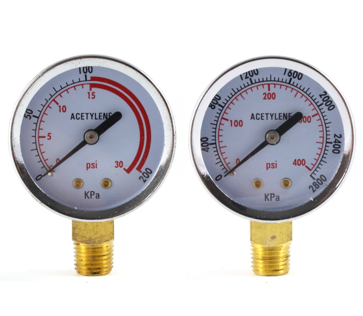 Low and High Pressure Gauges for Acetylene Regulator 2 inches (PAIR