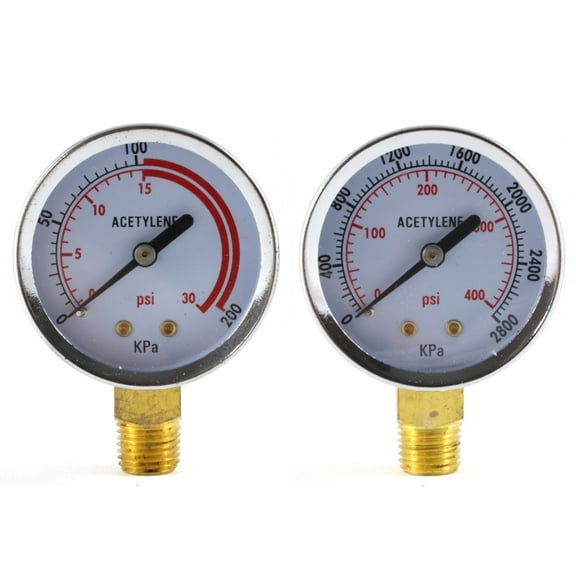 Low and High Pressure Gauges for Acetylene Regulator - 2 inches (PAIR)