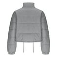 thumbnail image 5 of QUNYINEY Womens Puffer Jackets Trendy Zip Up Cropped Silver Outerwear Warm Stand Collar Long Sleeve Loose Fit Women Coat, 5 of 5