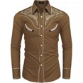thumbnail image 3 of Yungyresw Cowboy Shirt for Men Vintage Wash Long Sleeve Shirt Chest Flap Pockets Men's Western Shirts Stage Performance, 3 of 5