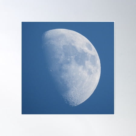 Moon In Daytime Sky Poster Wall Art, Modern Wall Decor, 16x16 UNFRAMED