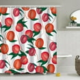thumbnail image 2 of Fruits Shower Curtain Red Peaches Shower Curtain Set with Hooks 72x72inches Green Leaves Fabric Waterproof Washable Shower Curtains for Bathroom Hotel, 2 of 6