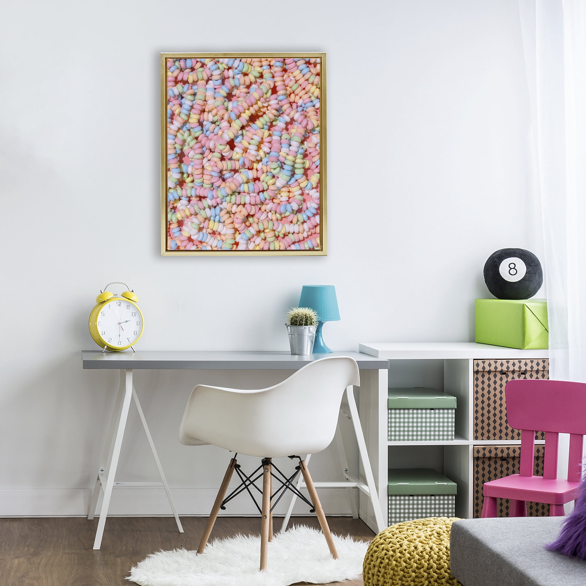 Stupell Industries Pastel Candy Necklace Gold Framed Floater Canvas Wall Art, design by LISH Creative