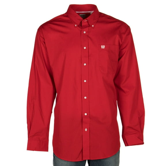 Cinch Solid Red Button Down - Mens Shirt - Mtw1103313