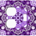 thumbnail image 4 of Metal Light Switch Plate Cover Purple White Snowflake Mandala Tile Pattern MDL087, 4 of 13