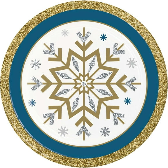 Whimsical Winter Snowflakes 7-inch Paper Plates 8 Per Pack