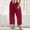 Wine-10, variant on LIBRCLO Linen Pants for Women Summer Loose Baggy Pocket Pants Fashion Playsuit Cropped Trousers