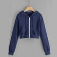 thumbnail image 2 of cfhntfmh Womens Fall Fashion 2024 Cropped Hoodie Half Zip Pullover Sweatshirts Workout Jacket Tops with Pocket, 2 of 4