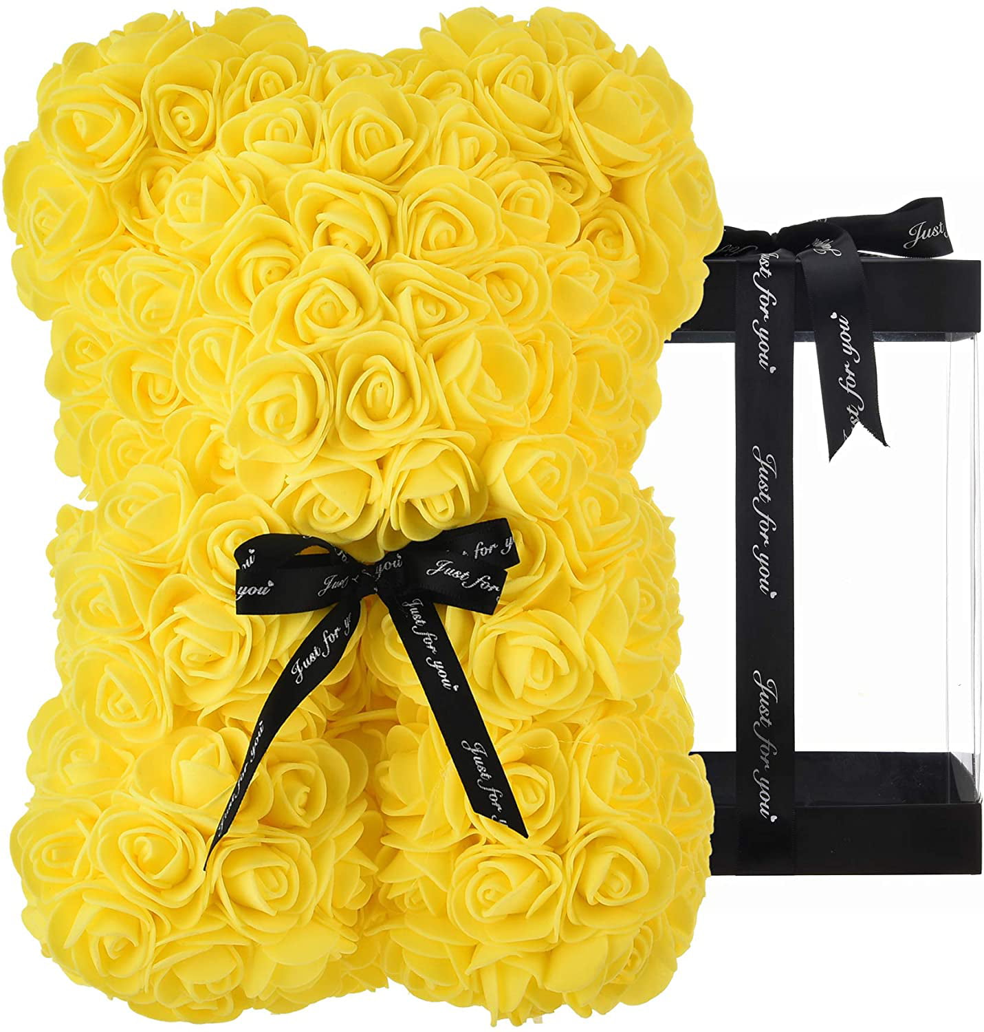 Boîte Cadeau Teddy bear fleur 2 Tailles avec ruban 
