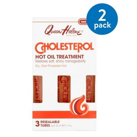 (2 Pack) Queen Helene Cholesterol Hot Oil Treatment Resealable Tubes, 1 fl oz, 3 (Best Hot Oil Treatment)