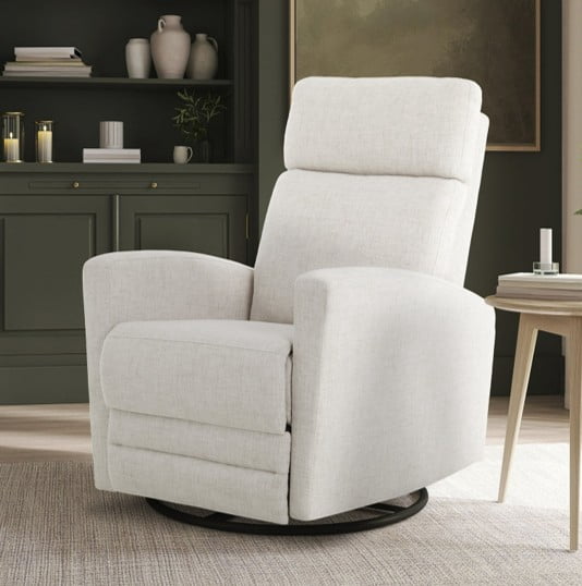 Dream On Me Chatham Nursery Glider Recliner and Rocking Chair in Ecru, 360° Swivel Motion, Smooth Rocking Motions, FSC and Greenguard Gold Certified