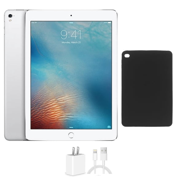 Restored Apple iPad Pro 9.7 128GB Silver Wi-Fi Bundle, Includes Protective Case and Charger