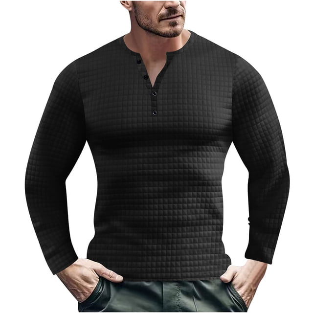 Birdeem Men's Solid Color V-Neck Pullover Loose Fallow Slim Long-Sleeved Top/Shirt