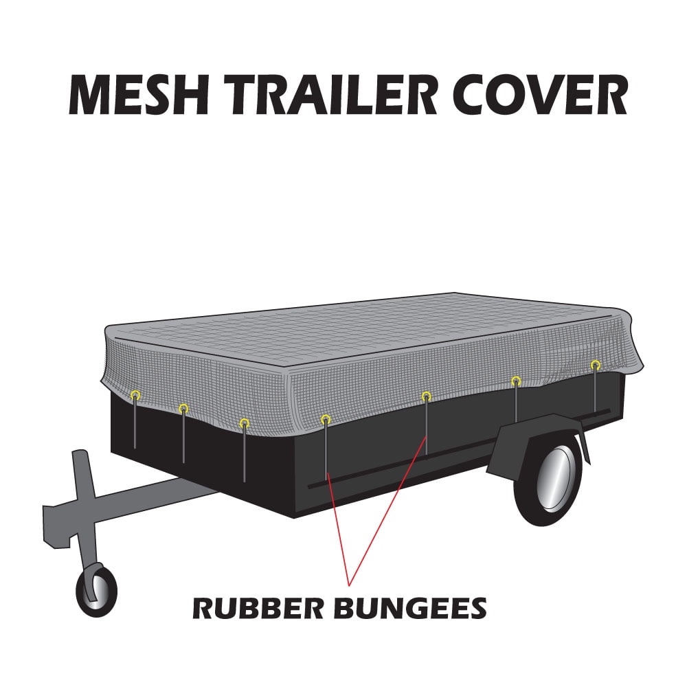 12x24 Utility Trailer Mesh Cover With 10 pcs of Rubber Bungee Tiedown, Great to Cover Open