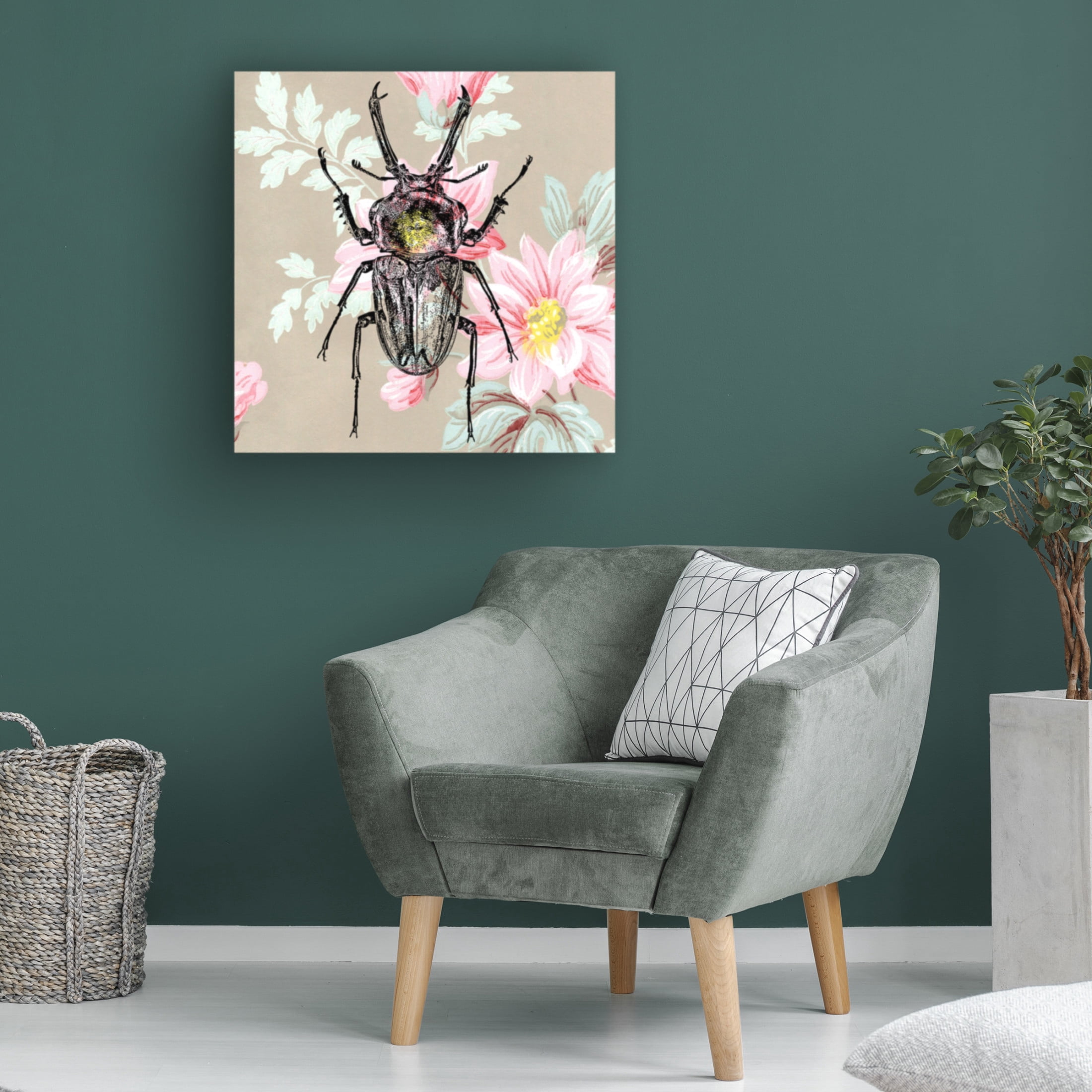 Canvas Wall Art - Dean Russo- Exclusive 'Beetle Wallpaper Square' Wall Art for Living Room, Bedroom, or Office Décor by Trademark Fine Art - 18 x 18 Inches