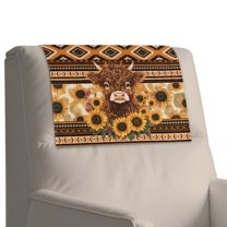 Xoenoiee Highland Cattle Aztec Tribe Geometric Print Headrest Covers for Recliner Chair, Sofa Slipcover Sofa Headrest Protective Cover Chair Head Cover Furniture Protectors, 1 Pack