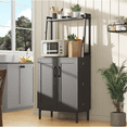 thumbnail image 3 of 51” Pantry Cabinets with Microwave Shelves, Freestanding Kitchen Storage with Adjustable Shelves, Buffet Cupboards for Dining Living Room Use (Black), 3 of 8