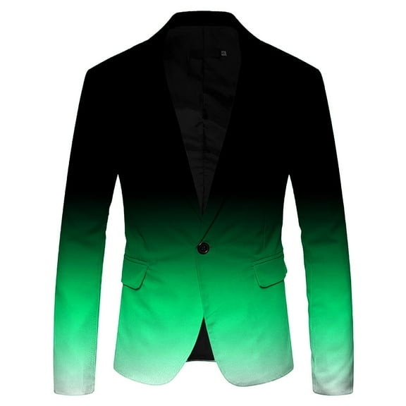 Men'S 3D Gradient Color Suit Jacket Printed Pocket Lapel Button Up Suit Jacket Suit Style Three