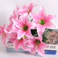 thumbnail image 2 of Lirio artificial 10 cabezas Lirio falso Flor artificial Decoración del banquete de boda Ramo Hogar Hotel Oficina Jardín Artesanía Decoración de arte (Blanco leche) Sincero Electrónica, 2 of 6