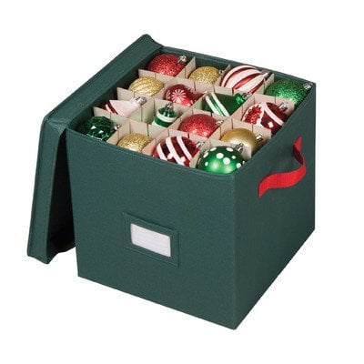 Christmas Homeware Cube Ornament Organizer Richards Homewares with 64 Compartment In Holiday Green ()
