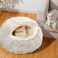 thumbnail image 4 of Cat Bed Round Fluffy Hooded Cats Bed Cave, Non-Slip Bottom and Machine Washable,Removable Washable Round Beds for Small Medium Pet, 15.74 Inch, 4 of 6