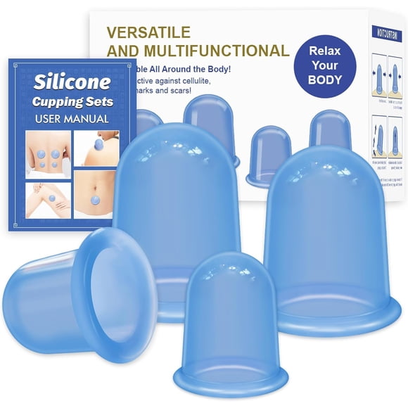ELERA Silicone Cupping Therapy Sets, Professional Vacuum Massage Cupping, Cupping Set to Relieve Muscle Soreness and Fatigue (4 Cups)