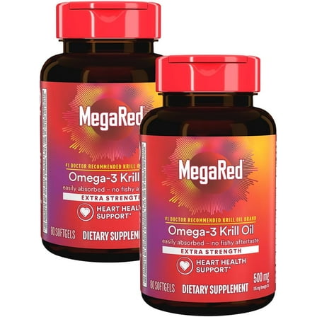 2 Pack - Schiff MegaRed 500mg Extra Strength Omega-3 Krill Oil,80 ea