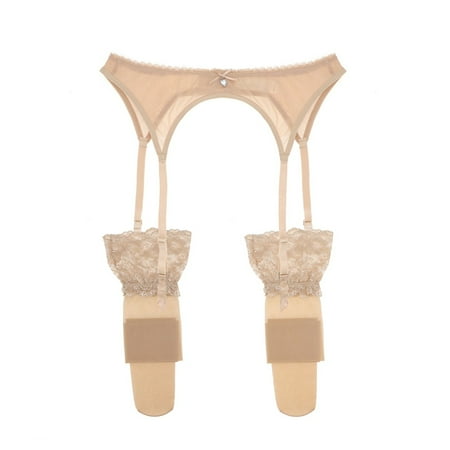 

Varsbaby Women s See Through Lace Garter Belt with Stockings