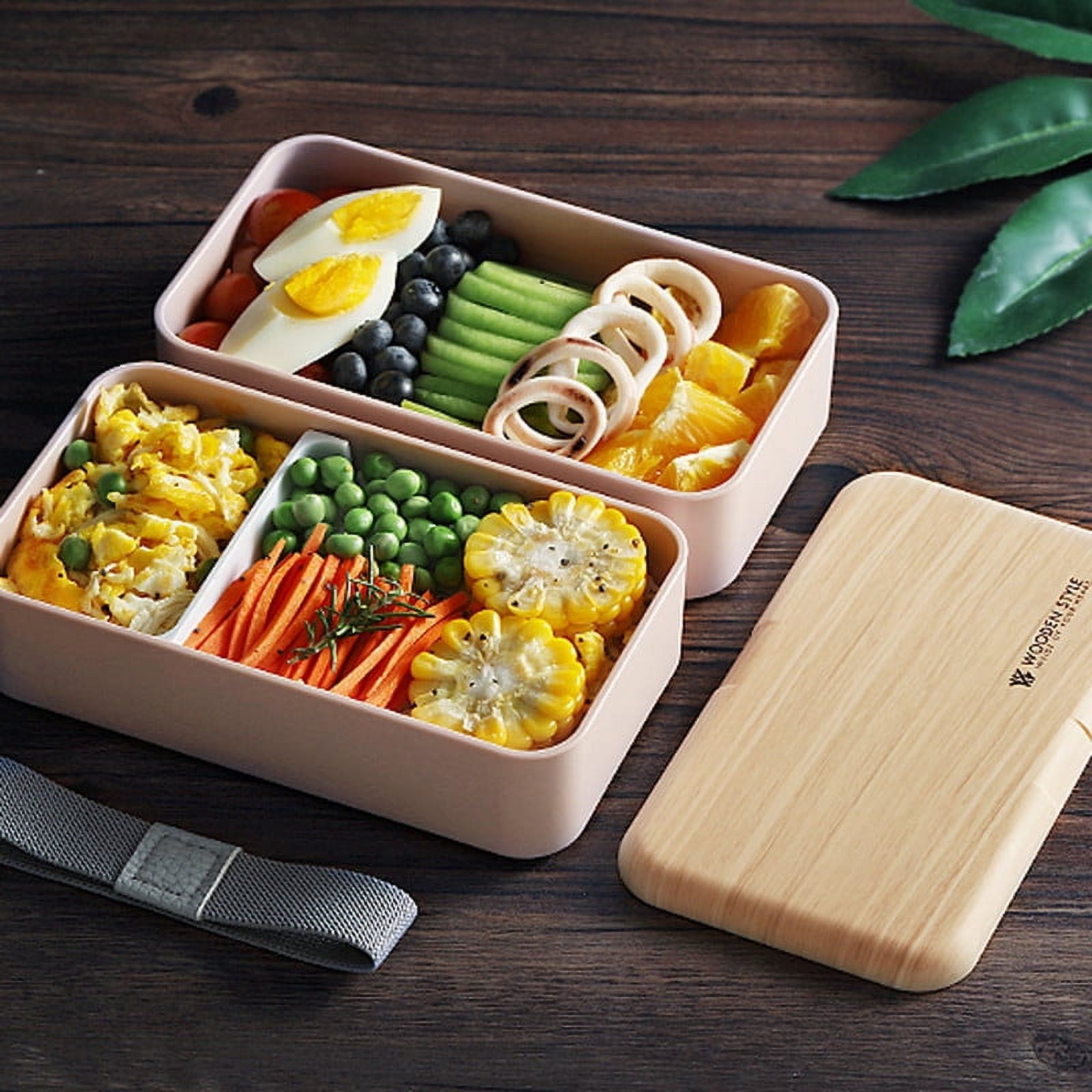 Original Bento Box Lunch Box Japanese Style 2 Layer Food Containers with Utensils Spoon and Fork Bundle Divider Salad Box for Men Women(Pink)