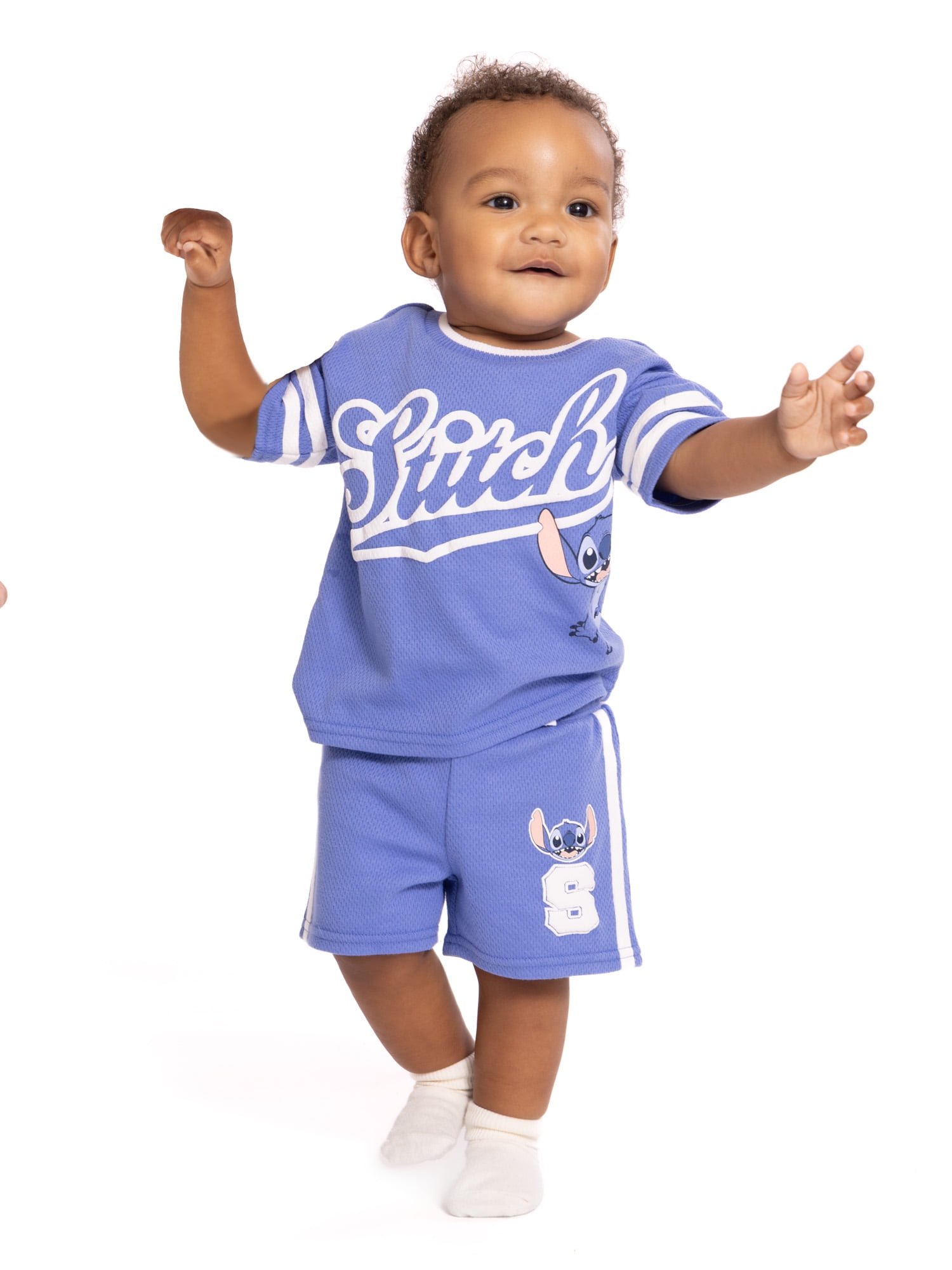 Stitch Baby Boys Athletic Graphic Tee and Shorts Set, 2-Piece, Sizes 0/3M-24M