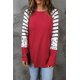 thumbnail image 2 of ABPHQTO Top de mujer de manga larga colorblock con estampado animal de rayas rojas, 2 of 5
