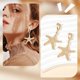 thumbnail image 2 of 6 pares de pendientes bohemios dorados para mujer, 3 estilos de estrella de mar, concha, asimétricos, con cuentas de perlas de imitación., 2 of 7