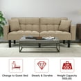 thumbnail image 4 of AVAWING Modern Upholstered Sofa Bed, Convertible Sectional Sofa, Upholstered Futon Linen Tufted Couch w/ 2 Pillows, Apartment, Khaki, 4 of 7