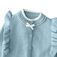 thumbnail image 5 of QQAMB Girls Cardigan Sweater Button Down Crewneck Cute Ruffle Long Sleeve with Pockets Solid Color Knit Tops, 5 of 8
