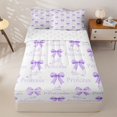 thumbnail image 2 of Homewish Dreamy Purple Ribbon Zipper Full Size Comforter Sets with Fitted Sheet and 2 Pillowcases for Kids, Princess Bow Zipper Bedding Set, Reversible, 4pcs, 2 of 6