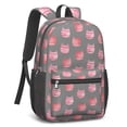 thumbnail image 2 of Pink Cat Head Gray Pattern 17" Waterproof Oxford School Backpacks for Teens, S-Shape Padded Straps, for School, Travel, Hiking, Camping, 2 of 5