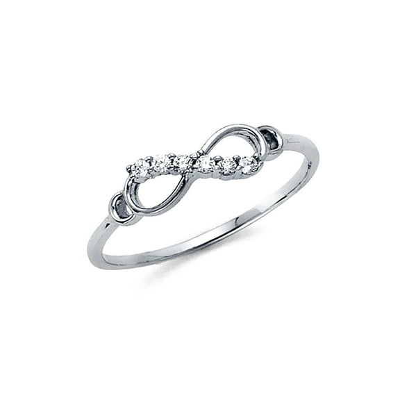 14k White Gold Cubic Zirconia Infinity Ring Size 7 Ring for Women - 1.2 Grams