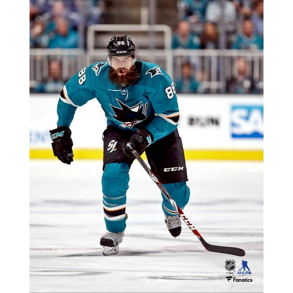 Brent Burns San Jose Sharks Unsigned Teal Jersey Skating Photograph