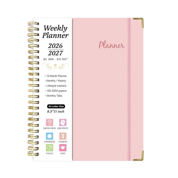 Planner 2026-2027, 8.5x11" Letter Size Spiral Bound Weekly Monthly Hardcover Planner, Daily Agenda Notebook, Calendar Planner with Monthly Tabs for Schedule Planning Home & Office Organization