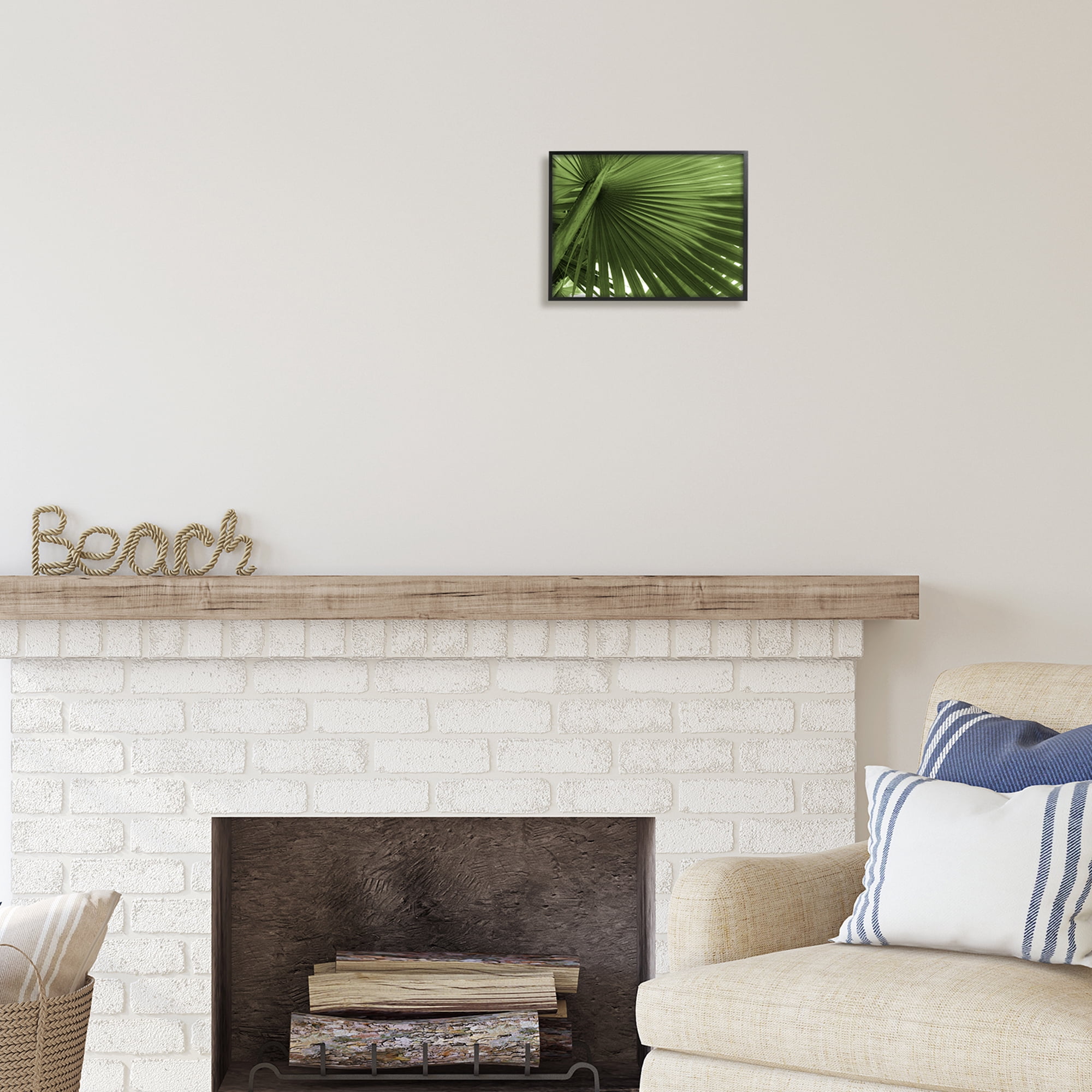 Stupell Industries Green Tropical Leaf Botanical & Floral Photography Black Framed Art Print Wall Art, 14 x 11